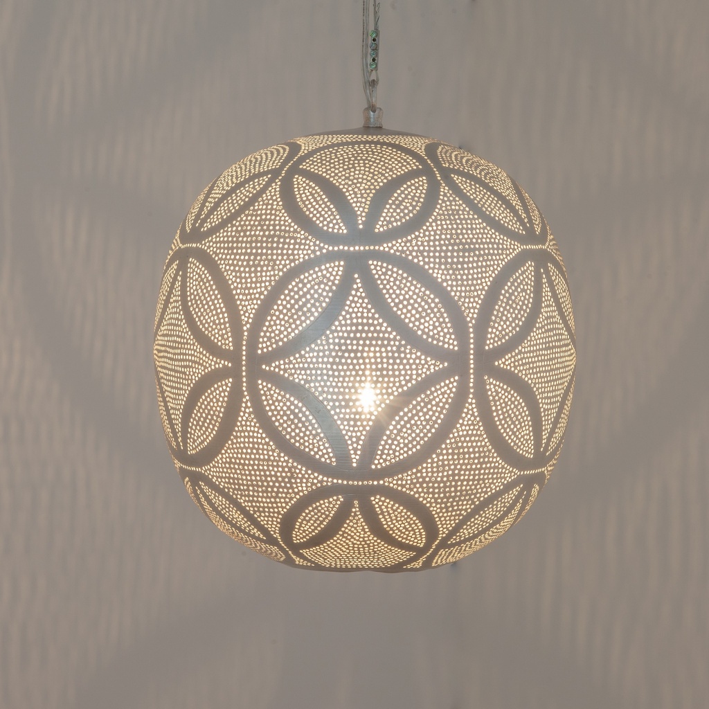 Lampada a Sospensione - Sfera - Cerchi - M - Argento - Zenza