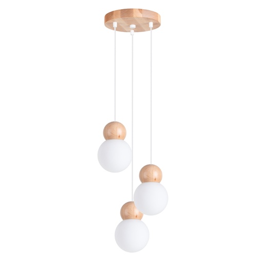 [SL.1391] Lampada a sospensione PEKKA 3P bianco/legno naturale