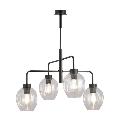 [1164/4] Lampada a sospensione Lukka 4 Black/Transparent