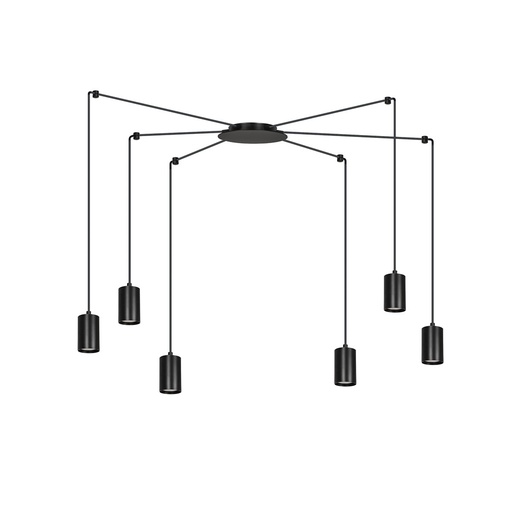 [524/6] Lampada a sospensione Traker 6 Bl/Black