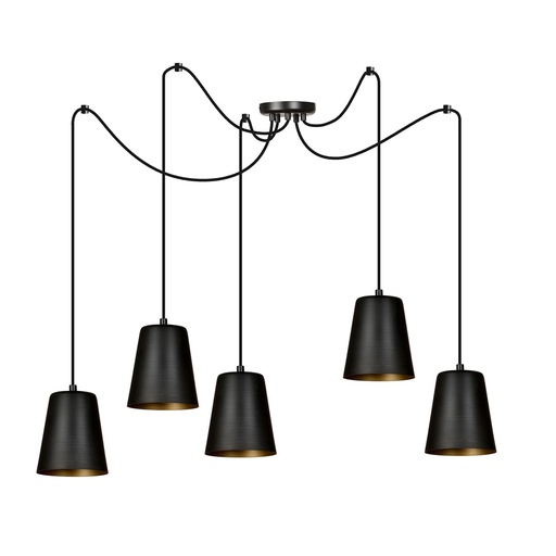 [455/5] Lampada a sospensione Link 5 Black / Gold