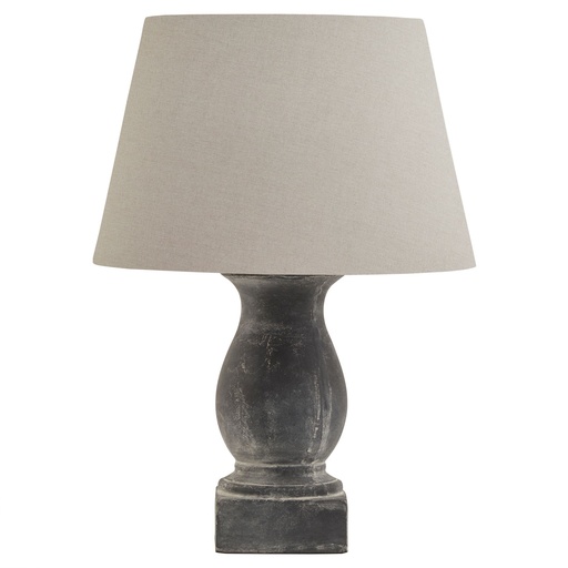 [23020] Lampada da tavolo a colonna grigio Amalfi con paralume in lino