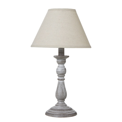 [23888] Lampada da tavolo a colonna Augusta con paralume in lino