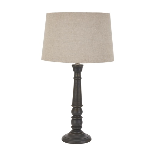[22667] Lampada a candelabro Delaney con perline grigie e paralume in lino