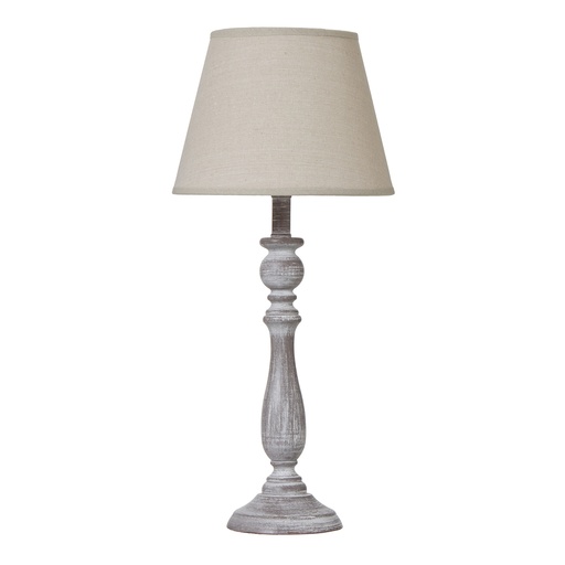 [23890] Lampada da tavolo a colonna Dunum con paralume in lino