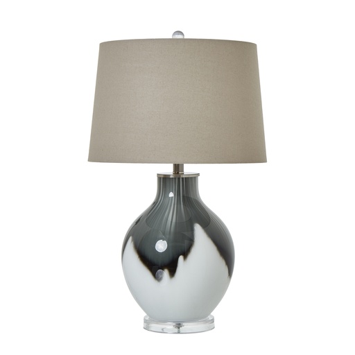 [23733] Lampada da tavolo Shadows grigia con paralume in lino