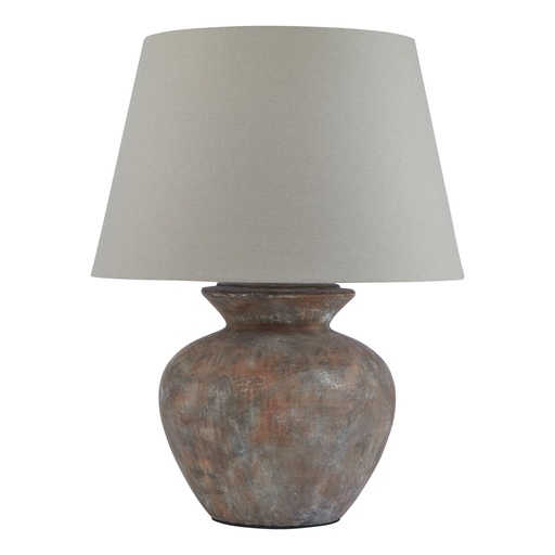 [23322] Lampada da tavolo rotonda Siena marrone con paralume in lino